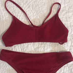 Cute Burgundy Bikini Set